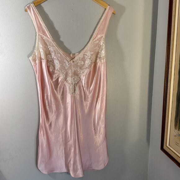 California Dynasty Pink Satin Slip Dress Large | Coquette Angelcore Pinup - Picture 1 of 7